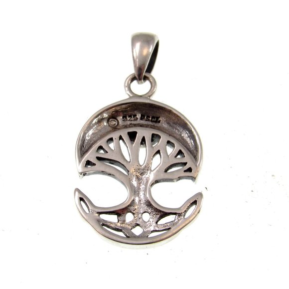 Solid 925 Sterling Silver Celtic Crescent Moon & Star Tree of Life Charm Pendant - Picture 5 of 5